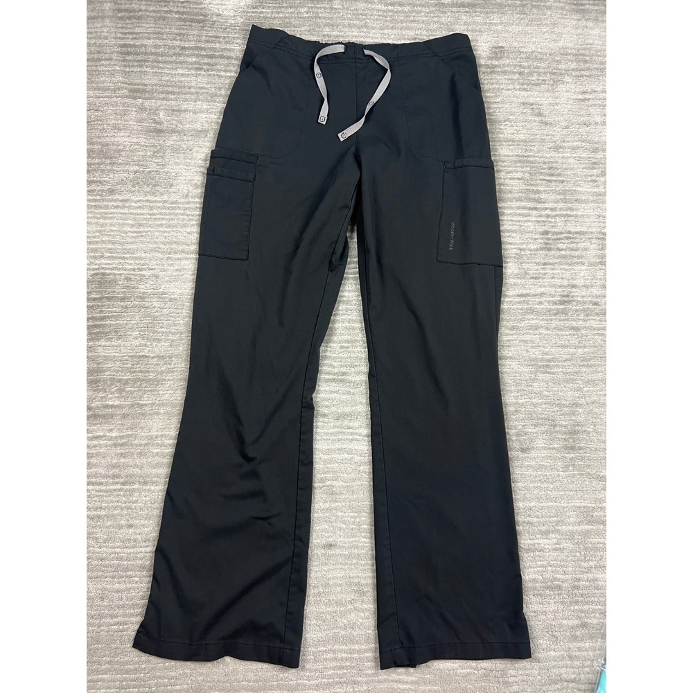 WonderWink Scrub Pants Womens M Black Cargo Straight Leg Elastic Drawstring